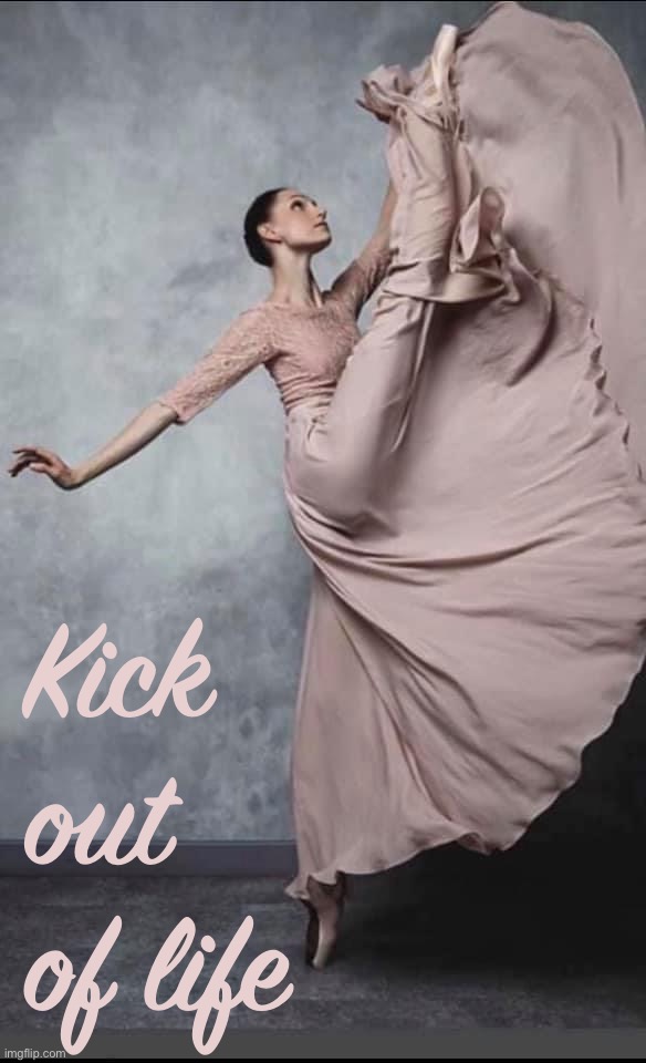 Get a | Kick out of life | image tagged in dancer kick | made w/ Imgflip meme maker
