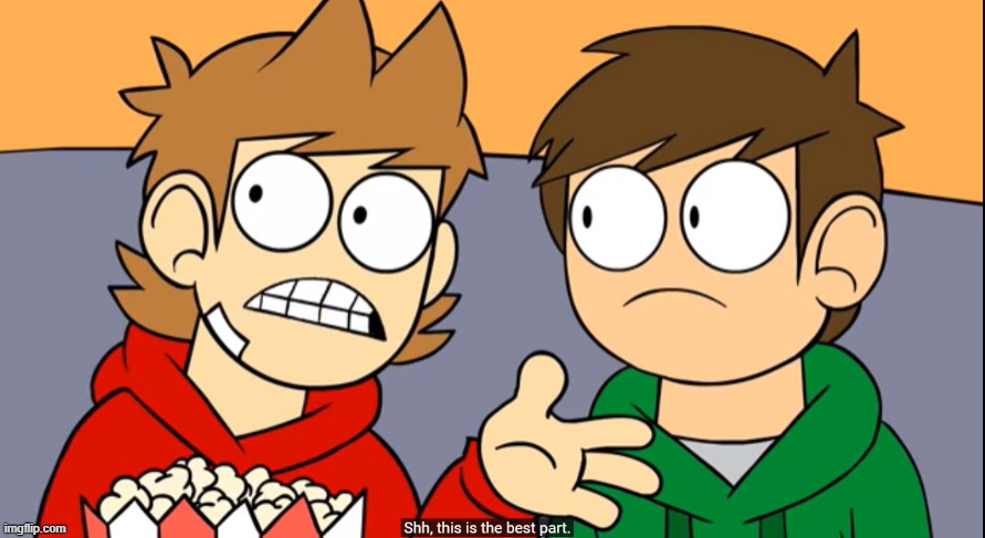 the meme above mad edd worry but tord enjoys it | image tagged in tord shhh this is the best part | made w/ Imgflip meme maker