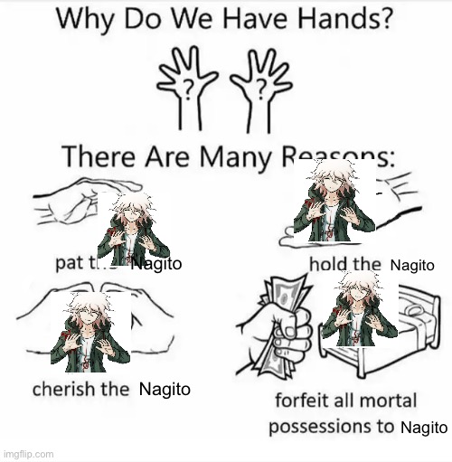 Why do we have hands? (all blank) | Nagito; Nagito; Nagito; Nagito | image tagged in why do we have hands all blank | made w/ Imgflip meme maker