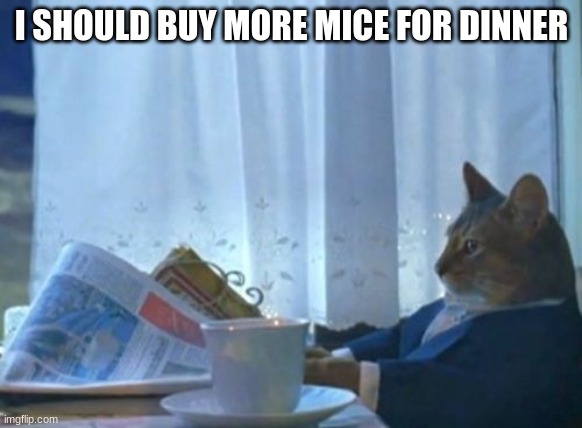 Mmmm mice | I SHOULD BUY MORE MICE FOR DINNER | image tagged in memes,i should buy a boat cat | made w/ Imgflip meme maker