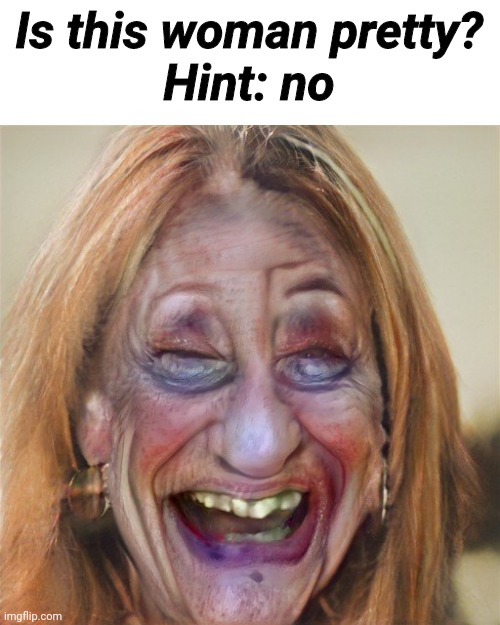 Is this woman pretty?
Hint: no | made w/ Imgflip meme maker