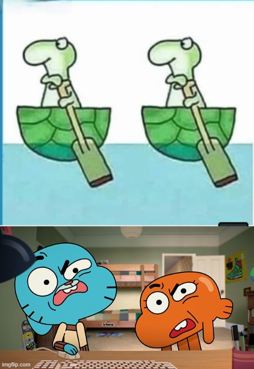 How turtles should be crossing the Lake! | image tagged in gumball | made w/ Imgflip meme maker