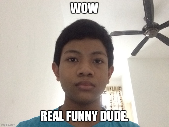 idk | WOW; REAL FUNNY DUDE. | made w/ Imgflip meme maker