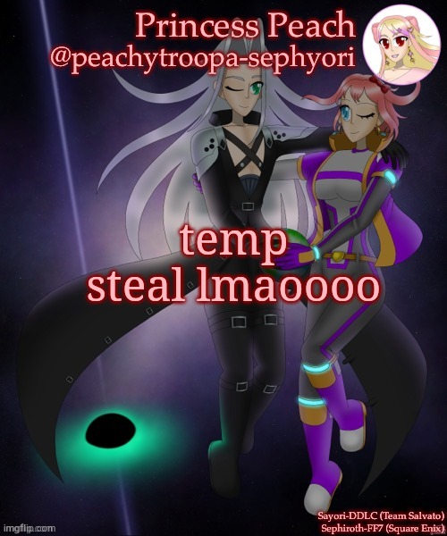 temp steal lmaoooo | image tagged in sayori and sephiroth | made w/ Imgflip meme maker