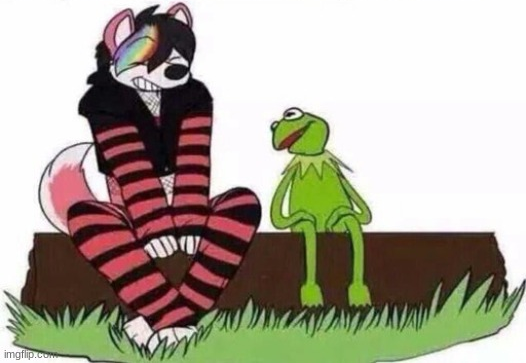 Furry and Kermit Blank Meme Template
