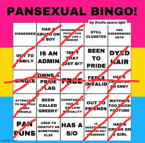 does anybody have a enby crush on party poison? | image tagged in pansexual bingo | made w/ Imgflip meme maker