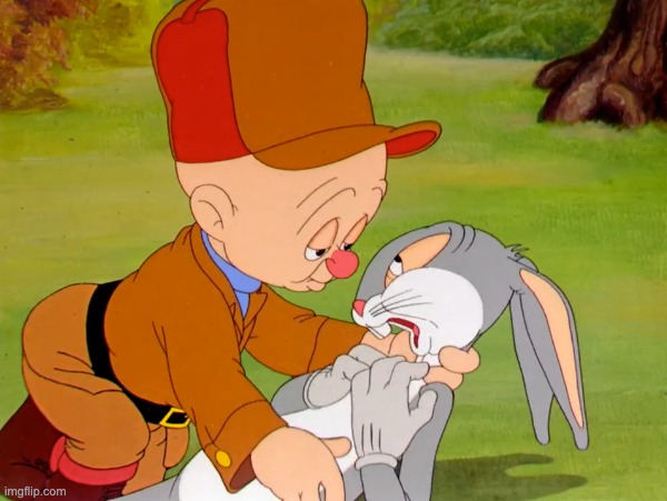 Bugs Dying in Elmer's Arms | image tagged in bugs dying in elmer's arms | made w/ Imgflip meme maker