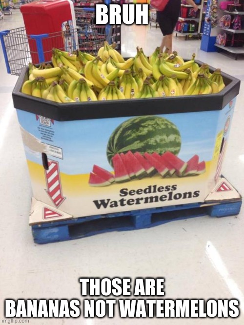 YOU HAD ONE JOB | BRUH; THOSE ARE BANANAS NOT WATERMELONS | image tagged in you had one job | made w/ Imgflip meme maker
