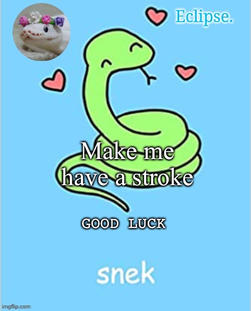 H | Make me have a stroke; GOOD LUCK | made w/ Imgflip meme maker