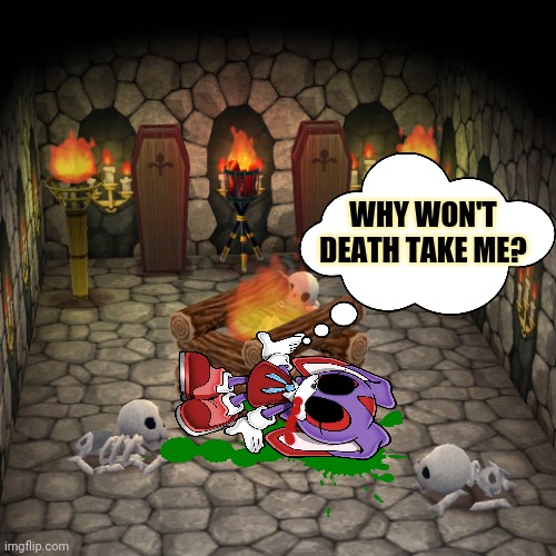 Cream.exe locked in the basement | WHY WON'T DEATH TAKE ME? | image tagged in creamexe,sonicexe,sonic the hedgehog,basement | made w/ Imgflip meme maker