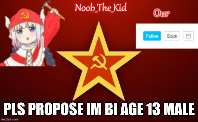 PLS... | PLS PROPOSE IM BI AGE 13 MALE | image tagged in noob_the_kid ussr temp | made w/ Imgflip meme maker