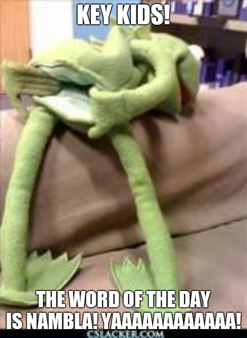 Gay kermit | KEY KIDS! THE WORD OF THE DAY IS NAMBLA! YAAAAAAAAAAAA! | image tagged in gay kermit | made w/ Imgflip meme maker