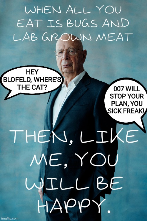 Great Reset Blofeld | 007 WILL STOP YOUR PLAN, YOU SICK FREAK! HEY BLOFELD, WHERE'S THE CAT? | image tagged in globalism | made w/ Imgflip meme maker