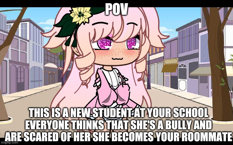 POV; THIS IS A NEW STUDENT AT YOUR SCHOOL EVERYONE THINKS THAT SHE'S A BULLY AND ARE SCARED OF HER SHE BECOMES YOUR ROOMMATE | image tagged in gacha | made w/ Imgflip meme maker