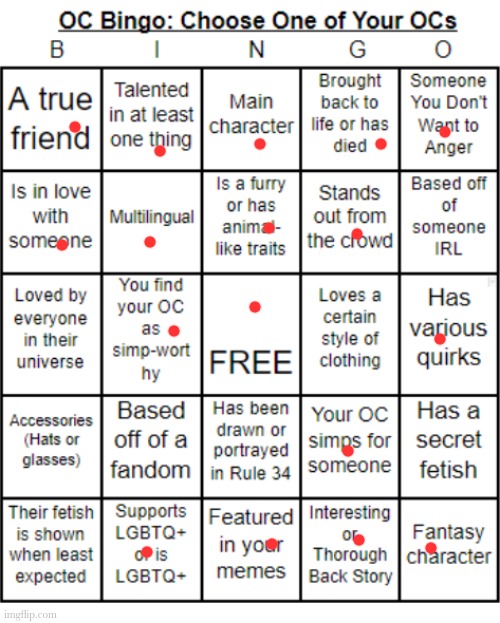 Ahchah :> | image tagged in jer-sama's oc bingo | made w/ Imgflip meme maker