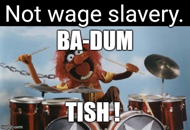 Rimshot | Not wage slavery. | image tagged in rimshot | made w/ Imgflip meme maker