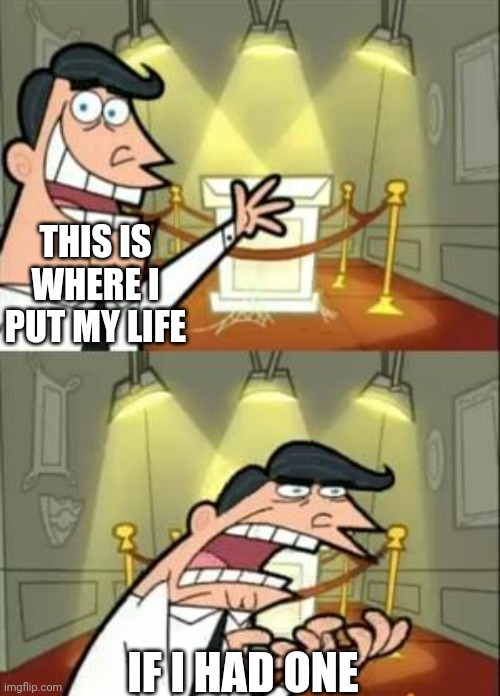 This Is Where I'd Put My Trophy If I Had One | THIS IS WHERE I PUT MY LIFE; IF I HAD ONE | image tagged in memes | made w/ Imgflip meme maker
