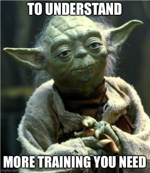 Jedi Master Yoda | TO UNDERSTAND MORE TRAINING YOU NEED | image tagged in jedi master yoda | made w/ Imgflip meme maker