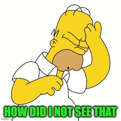 Doh | HOW DID I NOT SEE THAT | image tagged in doh | made w/ Imgflip meme maker