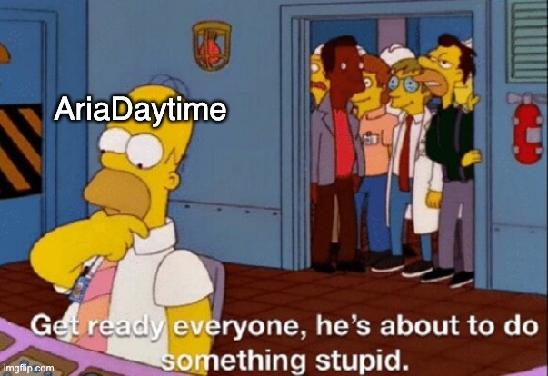 Get ready he's about to do something stupid | AriaDaytime | image tagged in get ready he's about to do something stupid | made w/ Imgflip meme maker