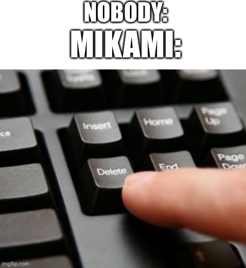 Would you like to turn on sticky keys? | NOBODY:; MIKAMI: | image tagged in delete,death note,mikami | made w/ Imgflip meme maker