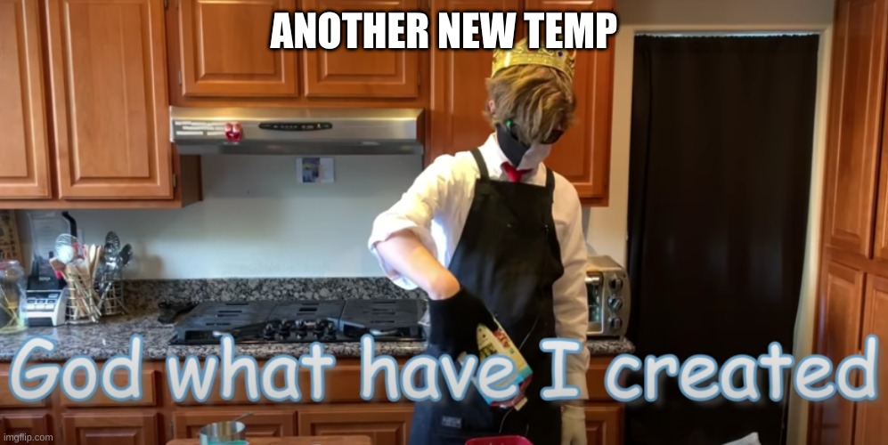 ANOTHER NEW TEMP | image tagged in god what have i created | made w/ Imgflip meme maker