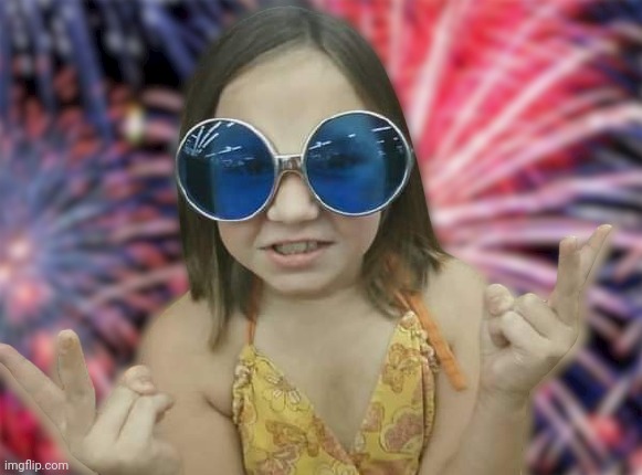 Happy Fireworks Girl | image tagged in happy,fireworks,glasses | made w/ Imgflip meme maker
