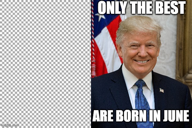 vulf | ONLY THE BEST; ARE BORN IN JUNE | image tagged in trump | made w/ Imgflip meme maker