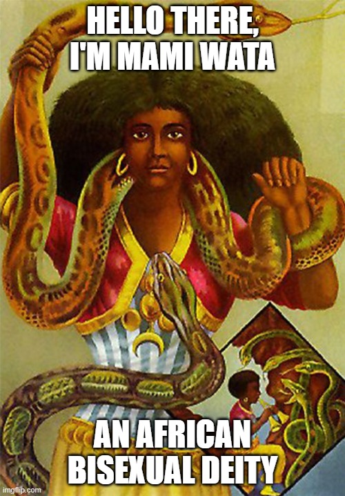 That is a gorgeous hair | HELLO THERE, I'M MAMI WATA; AN AFRICAN BISEXUAL DEITY | image tagged in hair,lgbt,bisexual,deities,african | made w/ Imgflip meme maker