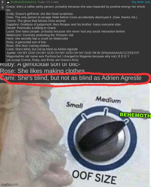 Did I just roast Adrien? yes. do I regret it? no. | image tagged in oof size behemoth | made w/ Imgflip meme maker