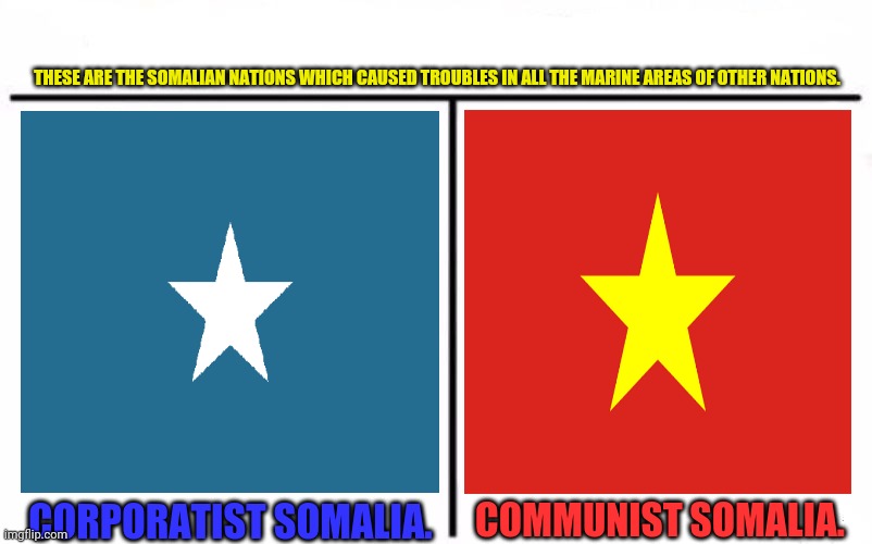Who Would Win Blank | THESE ARE THE SOMALIAN NATIONS WHICH CAUSED TROUBLES IN ALL THE MARINE AREAS OF OTHER NATIONS. COMMUNIST SOMALIA. CORPORATIST SOMALIA. | image tagged in memes,pirates of the carribean,evil | made w/ Imgflip meme maker