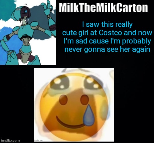 I saw this really cute girl at Costco and now I'm sad cause I'm probably never gonna see her again | made w/ Imgflip meme maker