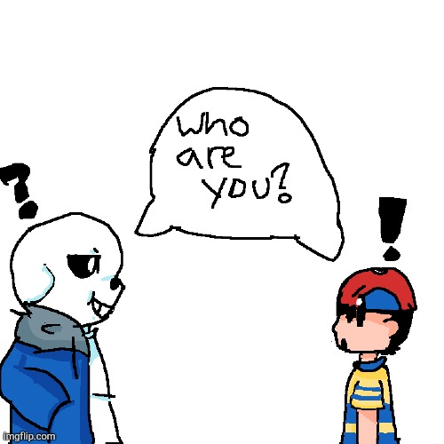 Who are you? | image tagged in earthbound,ness,sans,undertale | made w/ Imgflip meme maker