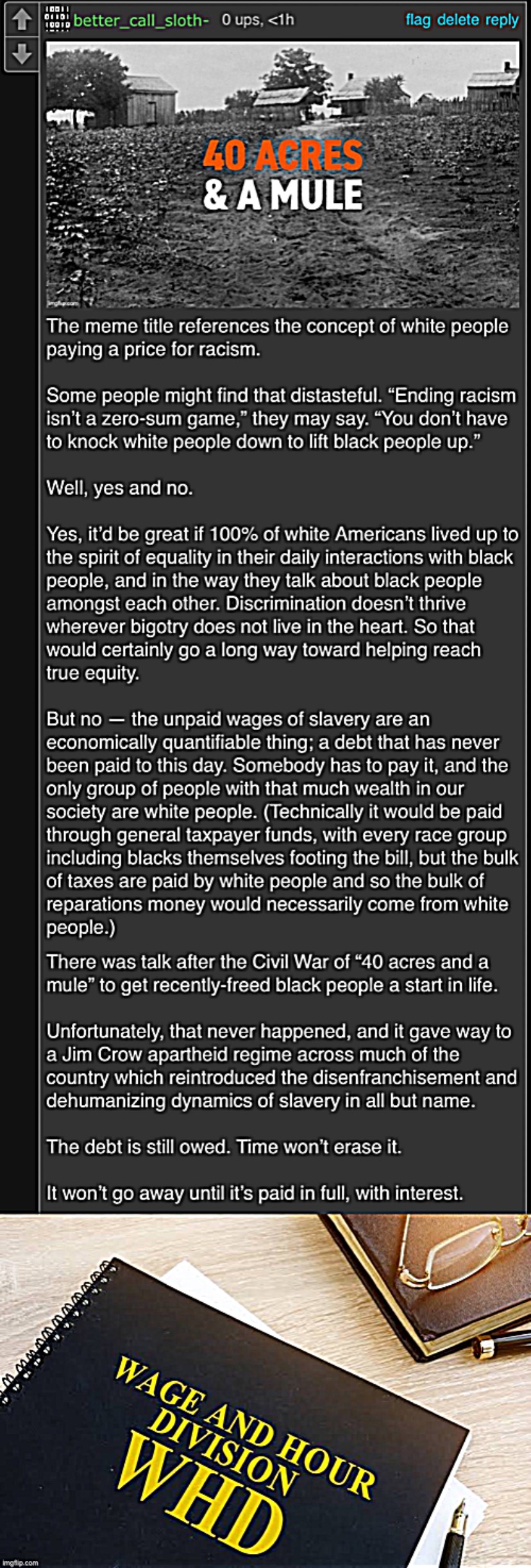 Tl;dr, Reparations are analogous to a wage & hour claim. | image tagged in kyliefan roast reparations | made w/ Imgflip meme maker