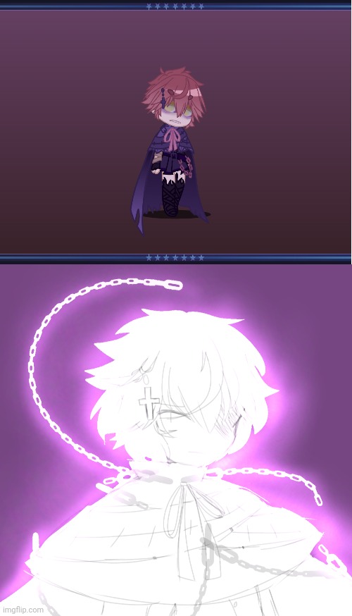 From gacha club to art! Ngl the color dodge and add on backround made it pop | image tagged in blank white template | made w/ Imgflip meme maker