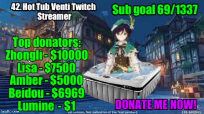 42. Hot Tub Venti Twitch Streamer | image tagged in genshin impact | made w/ Imgflip meme maker