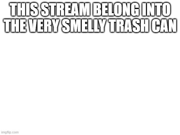 yes | THIS STREAM BELONG INTO THE VERY SMELLY TRASH CAN | image tagged in blank white template | made w/ Imgflip meme maker