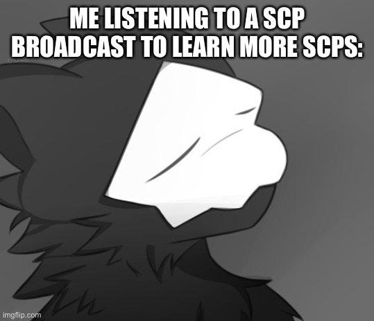 puro is happy | ME LISTENING TO A SCP BROADCAST TO LEARN MORE SCPS: | image tagged in puro is happy | made w/ Imgflip meme maker