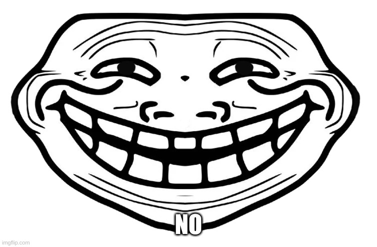 Front Facing Troll Face | NO | image tagged in front facing troll face | made w/ Imgflip meme maker
