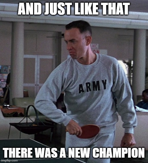 AND JUST LIKE THAT THERE WAS A NEW CHAMPION | made w/ Imgflip meme maker