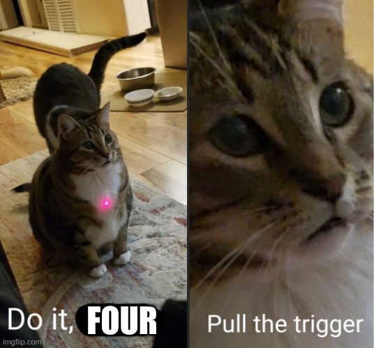 do it debra, pull the trigger | FOUR | image tagged in do it debra pull the trigger | made w/ Imgflip meme maker