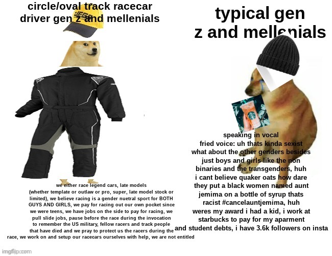 Samantha Stuart vs dakota the mellenial | image tagged in buff doge vs cheems | made w/ Imgflip meme maker
