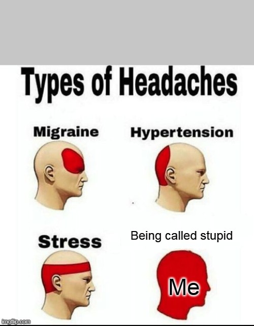 It do be true doe | Being called stupid; Me | image tagged in types of headaches meme | made w/ Imgflip meme maker