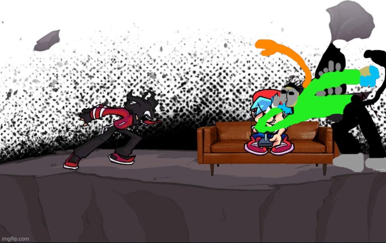 2 people with sharp teeth and long tongues scream at each other while BF plays Madness Accellerant | made w/ Imgflip meme maker