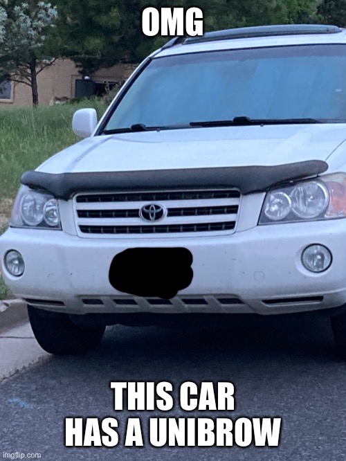 OMG; THIS CAR HAS A UNIBROW | image tagged in funny memes | made w/ Imgflip meme maker