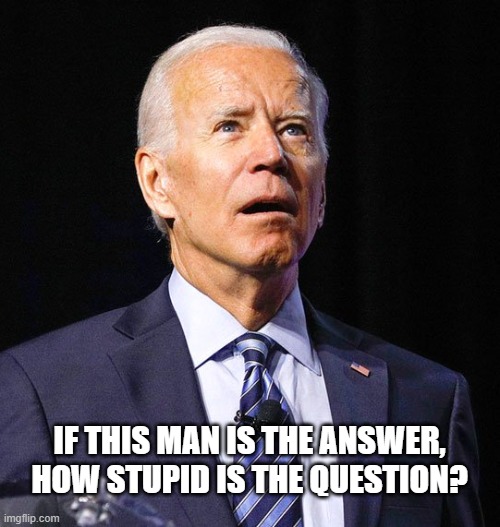 How stupid is the question? | IF THIS MAN IS THE ANSWER, HOW STUPID IS THE QUESTION? | image tagged in joe biden | made w/ Imgflip meme maker