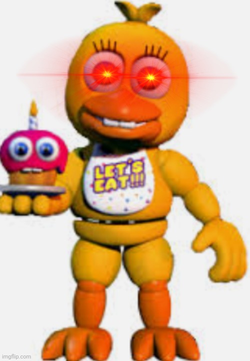 Fnaf world chica but red eyes | made w/ Imgflip meme maker