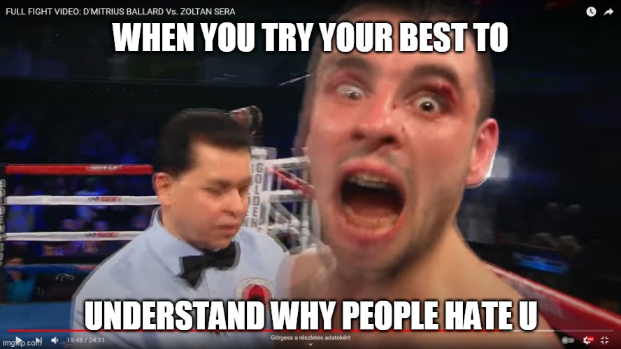 SERA ZOLTAN | WHEN YOU TRY YOUR BEST TO; UNDERSTAND WHY PEOPLE HATE U | image tagged in sera zoltan | made w/ Imgflip meme maker