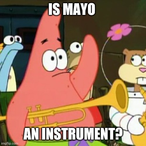 No Patrick Meme | IS MAYO AN INSTRUMENT? | image tagged in memes,no patrick | made w/ Imgflip meme maker