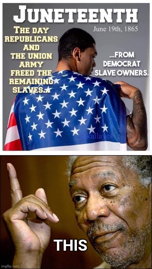 Happy freedom from Democrat Slave Owners Day | THIS | image tagged in this morgan freeman,slavery,democrats | made w/ Imgflip meme maker